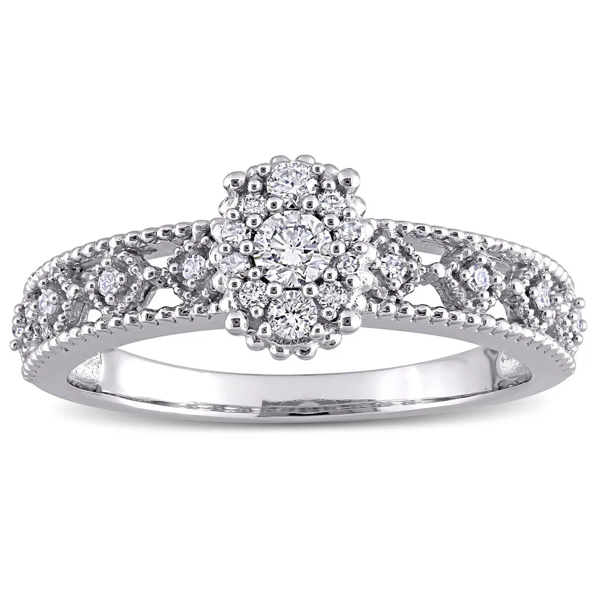 Miadora 10k White Gold 1/4ct TDW Diamond Vintage Composite Engagement Ring sold by Zulily product image thumbnail 2
