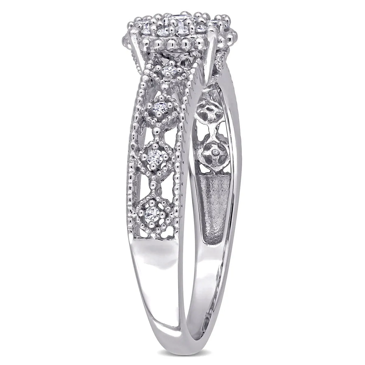 Miadora 10k White Gold 1/4ct TDW Diamond Vintage Composite Engagement Ring sold by Zulily product image thumbnail 3