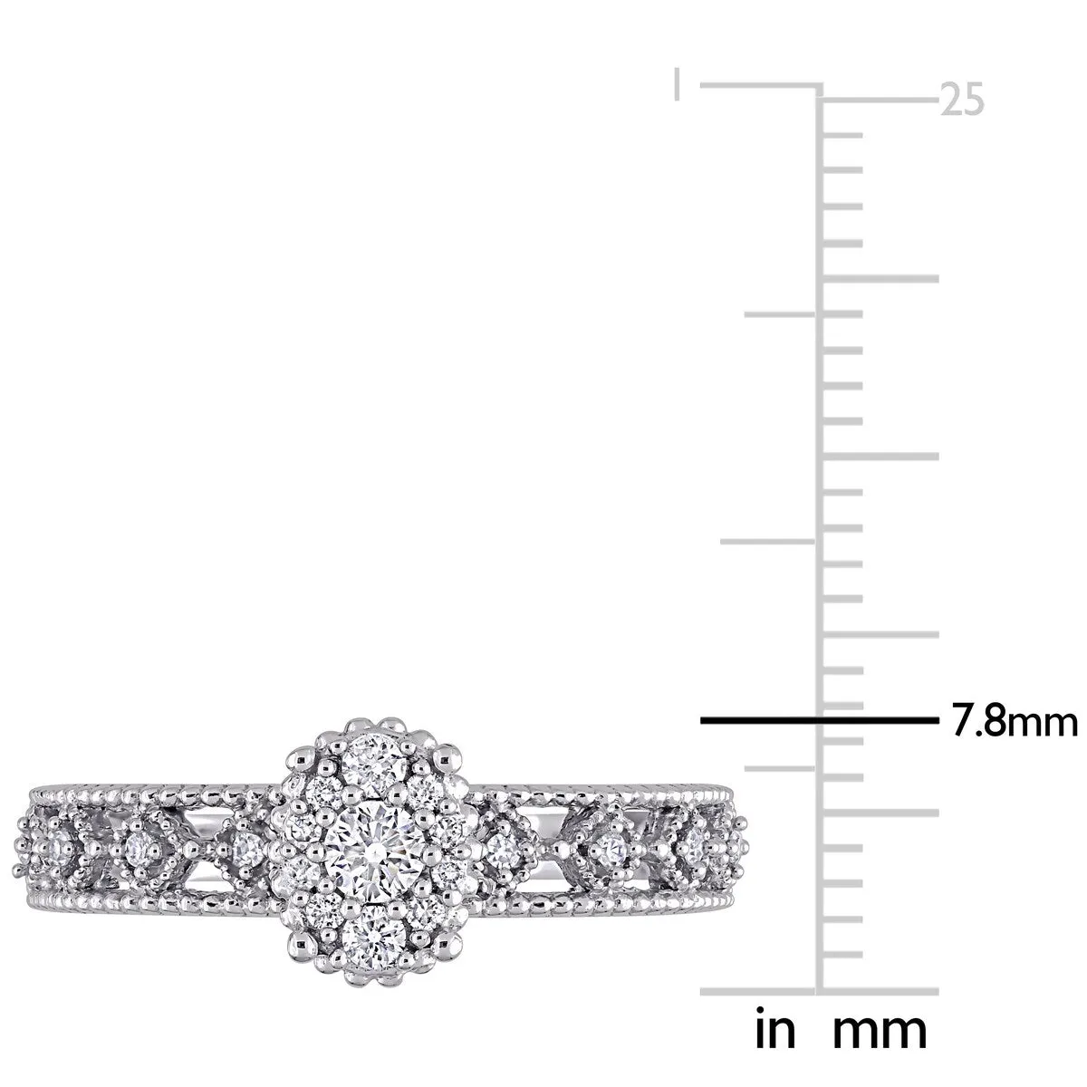 Miadora 10k White Gold 1/4ct TDW Diamond Vintage Composite Engagement Ring sold by Zulily product image thumbnail 5
