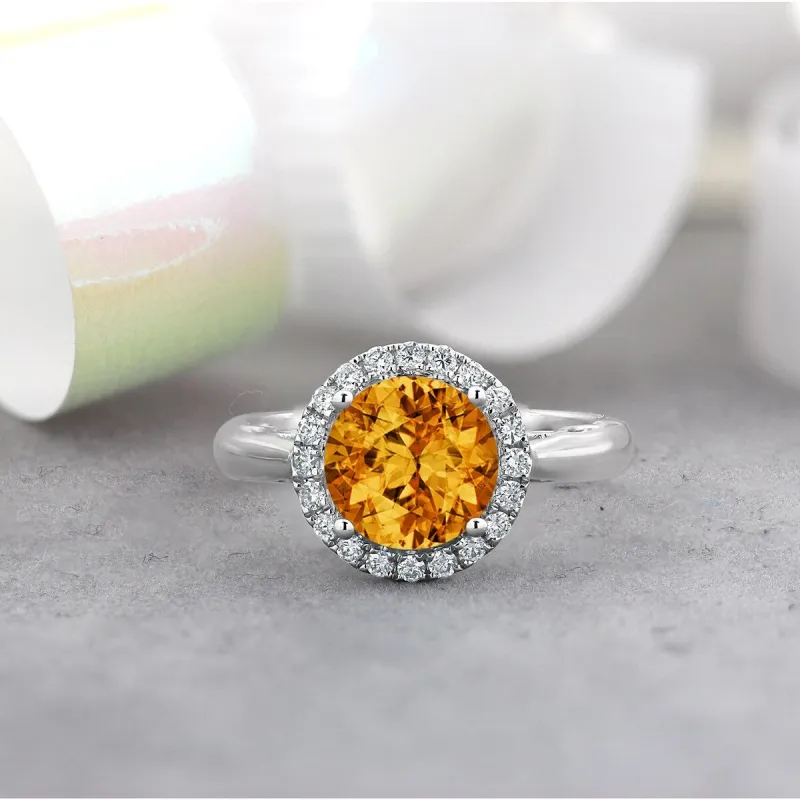 Auriya 2 1/2ct Round Citrine and Halo Diamond Engagement Ring 1/4ctw 14k Gold sold by Zulily