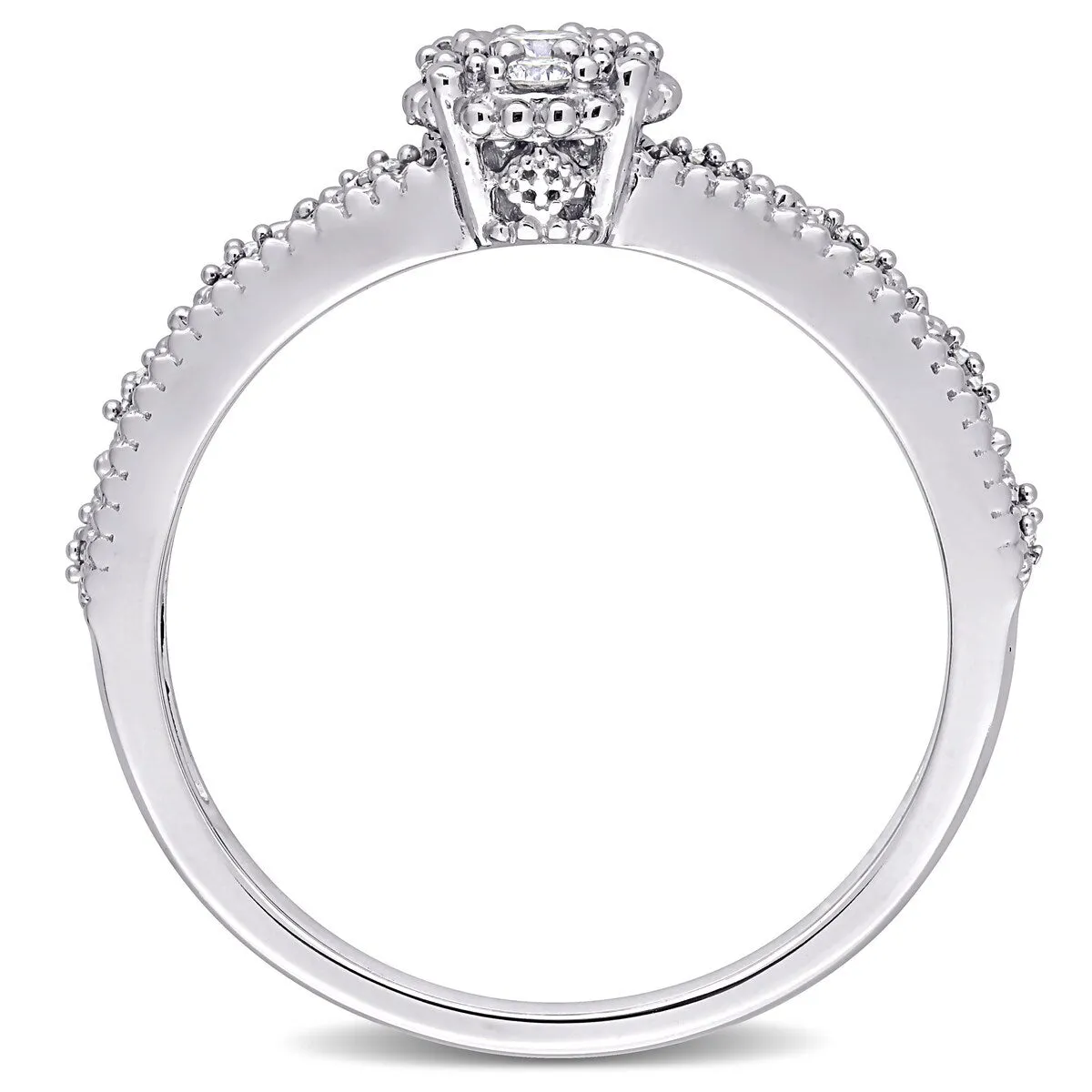 Miadora 10k White Gold 1/4ct TDW Diamond Vintage Composite Engagement Ring sold by Zulily product image thumbnail 4