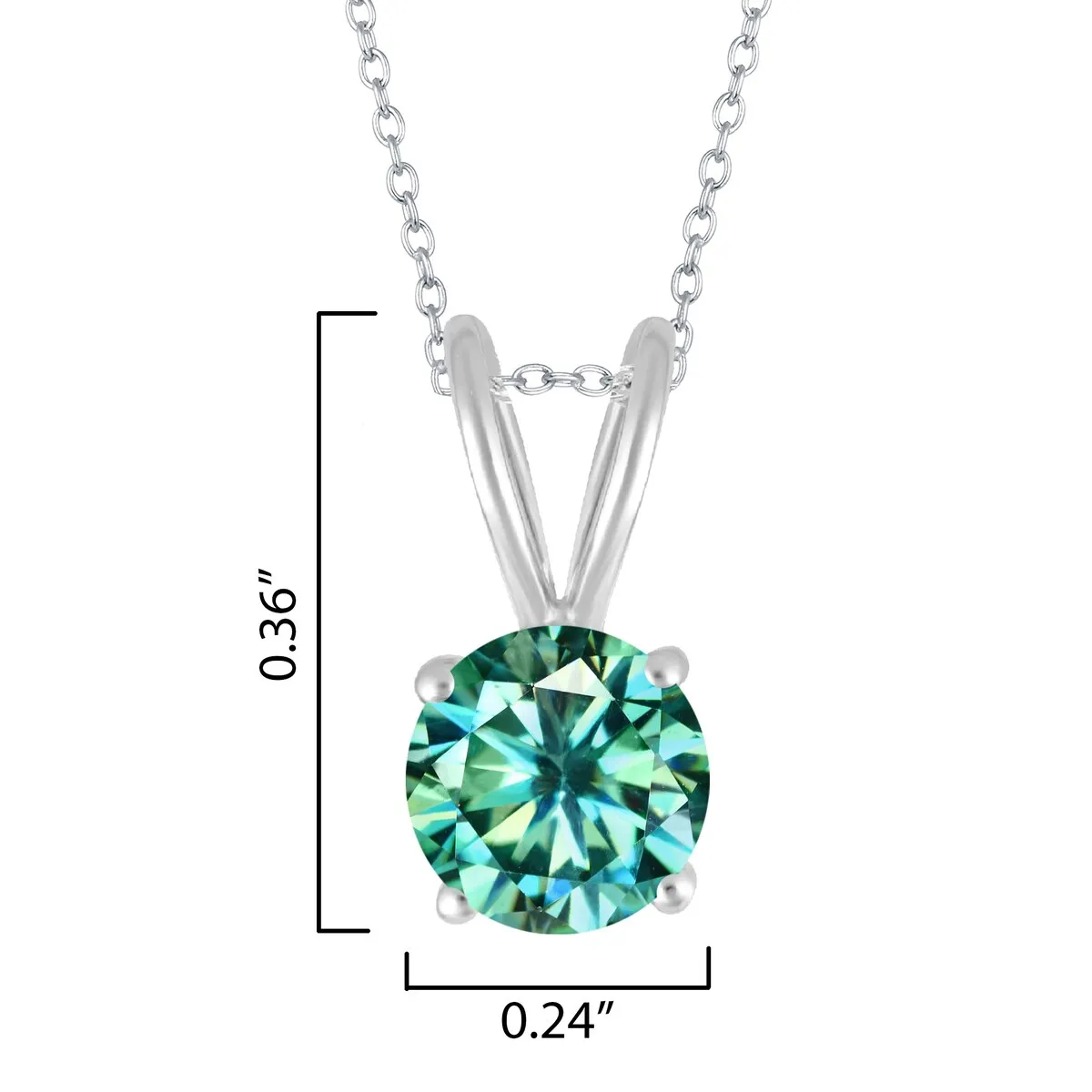 0.80CT Green Moissanite Sterling Silver Solitaire Pendant Necklace sold by Zulily product image thumbnail 3