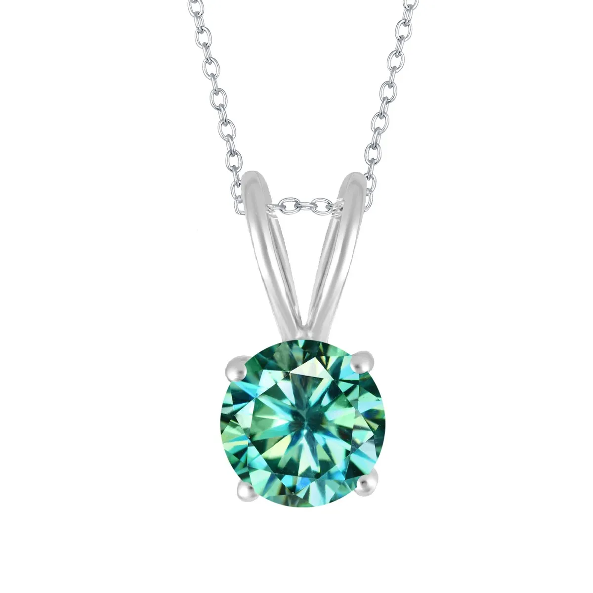 0.80CT Green Moissanite Sterling Silver Solitaire Pendant Necklace sold by Zulily