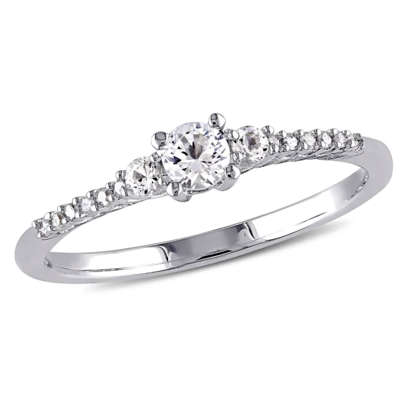 Miadora 1/3ct TGW Created White Sapphire and Diamond Accent Ring in Sterling Silver sold by Zulily