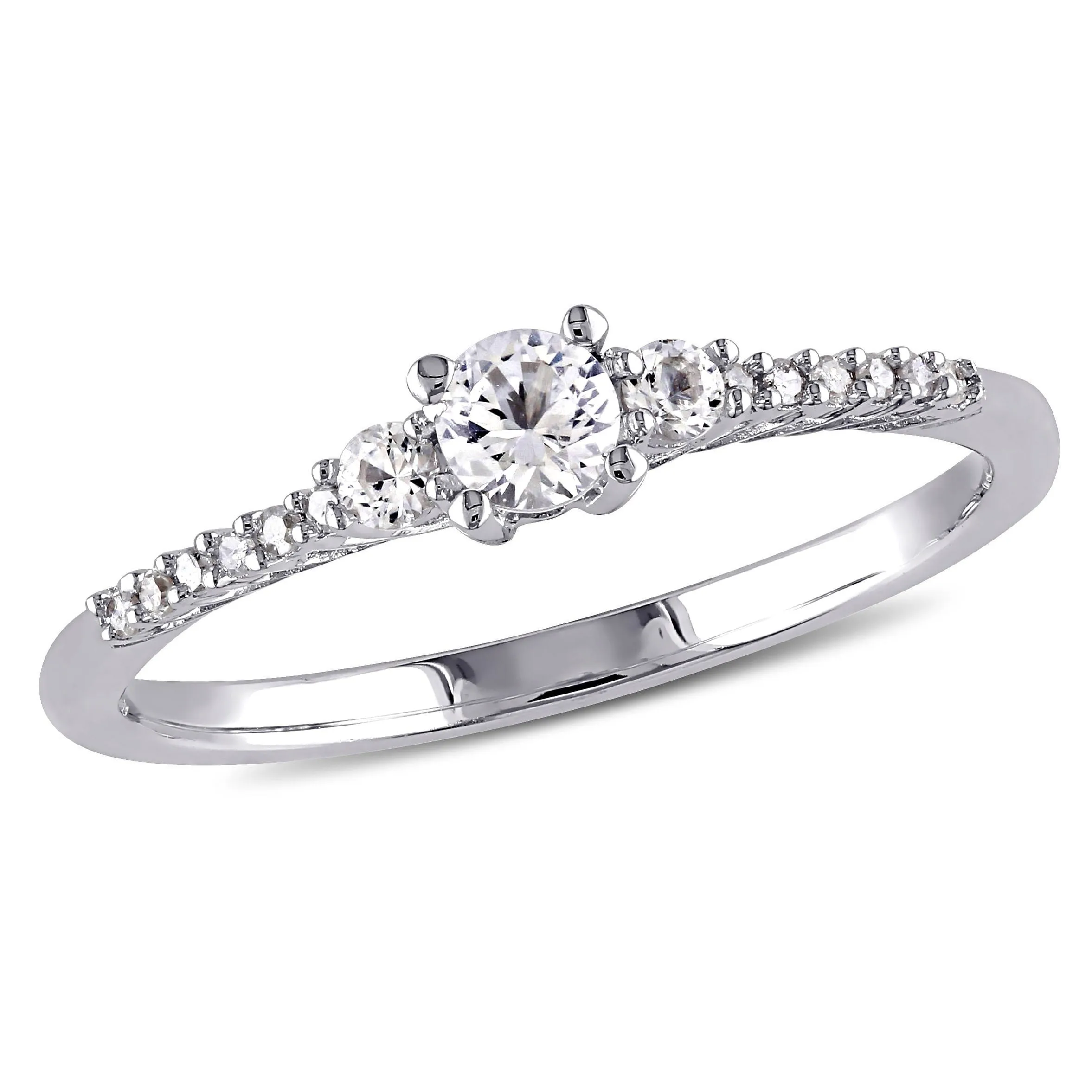 Miadora 1/3ct TGW Created White Sapphire and Diamond Accent Ring in Sterling Silver sold by Zulily