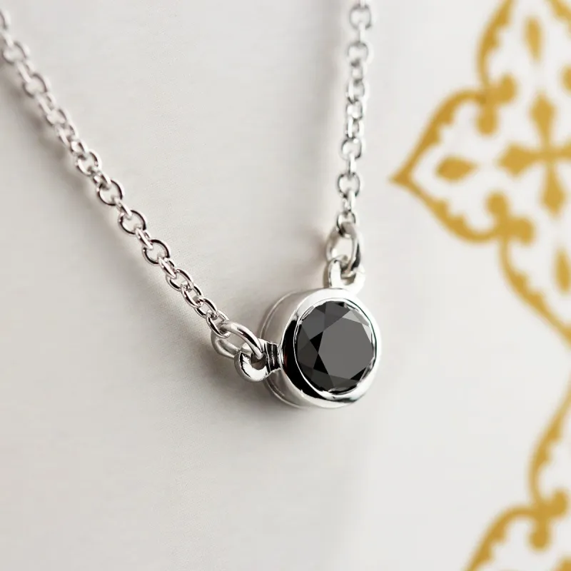 Auriya 14k Gold 1/2ctw Bezel-set Solitaire Black Diamond Necklace sold by Zulily