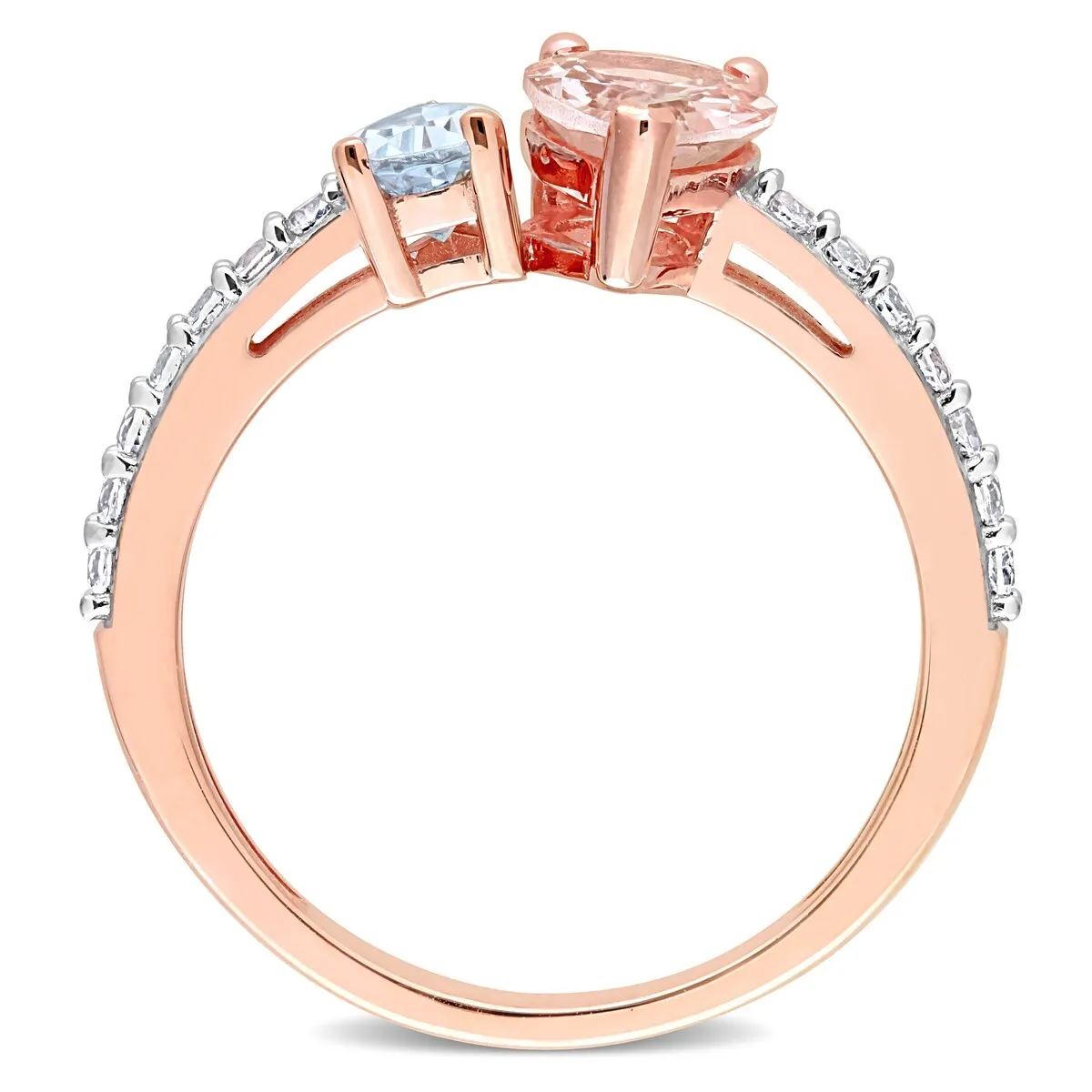 Miadora Pear Shape Aquamarine, White Topaz and Morganite Engagement Ring in 10k Rose Gold sold by Zulily product image thumbnail 3
