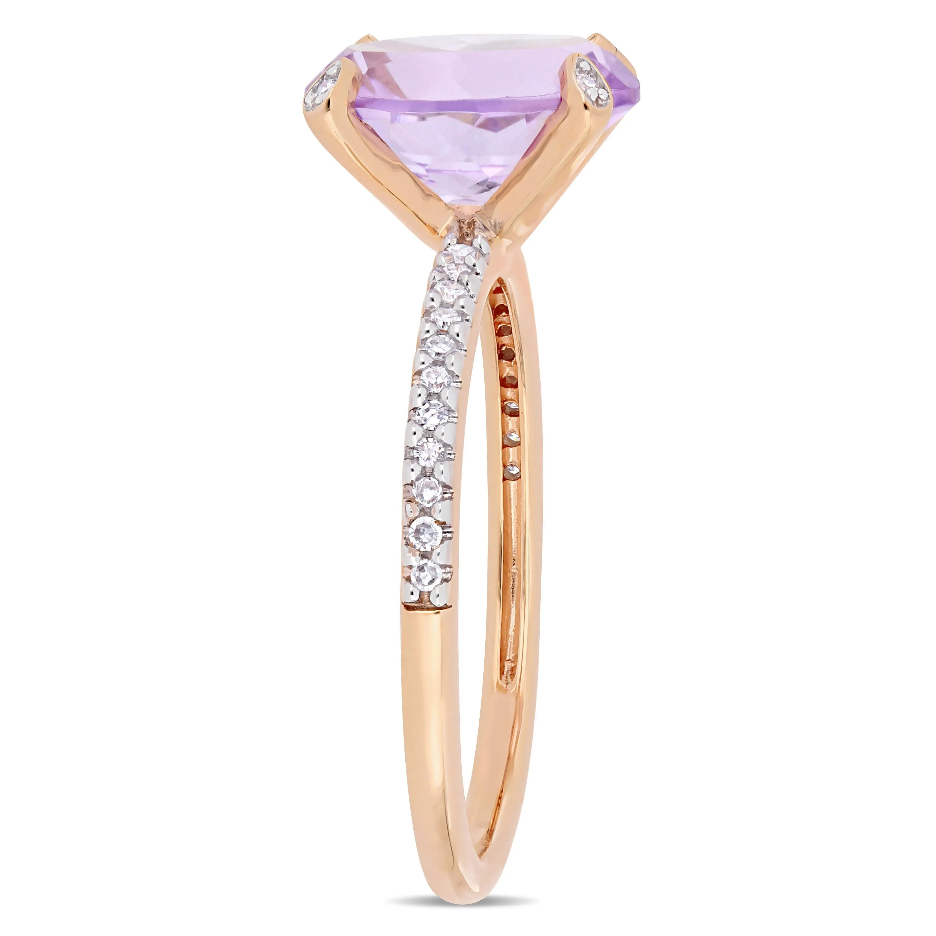 Miadora 2 3/8ct TGW Rose de France and 1/10ct TW Diamond Ring in 10k Rose Gold sold by Zulily product image thumbnail 2