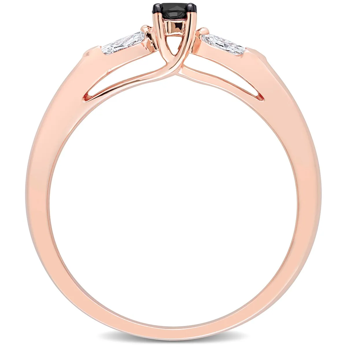 Miadora 10k Rose Gold 1/4ct TDW Black and White Diamond 3-Stone Engagement Ring sold by Zulily product image thumbnail 5