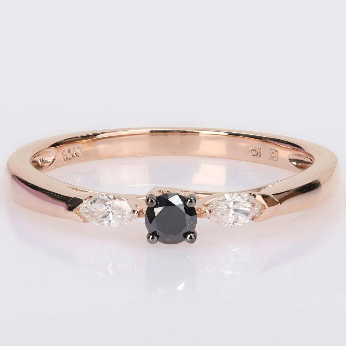 Miadora 10k Rose Gold 1/4ct TDW Black and White Diamond 3-Stone Engagement Ring sold by Zulily