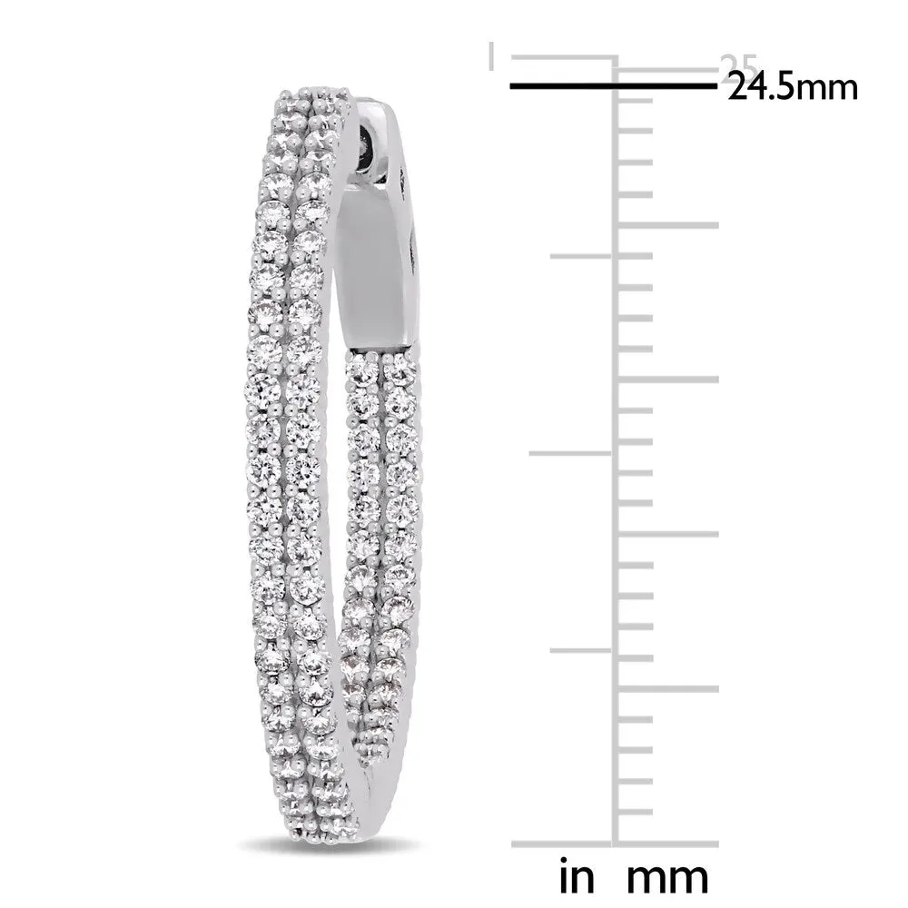 Miadora 14k White Gold 1ct TDW Diamond Inside-Outside Hoop Earrings sold by Zulily product image thumbnail 2