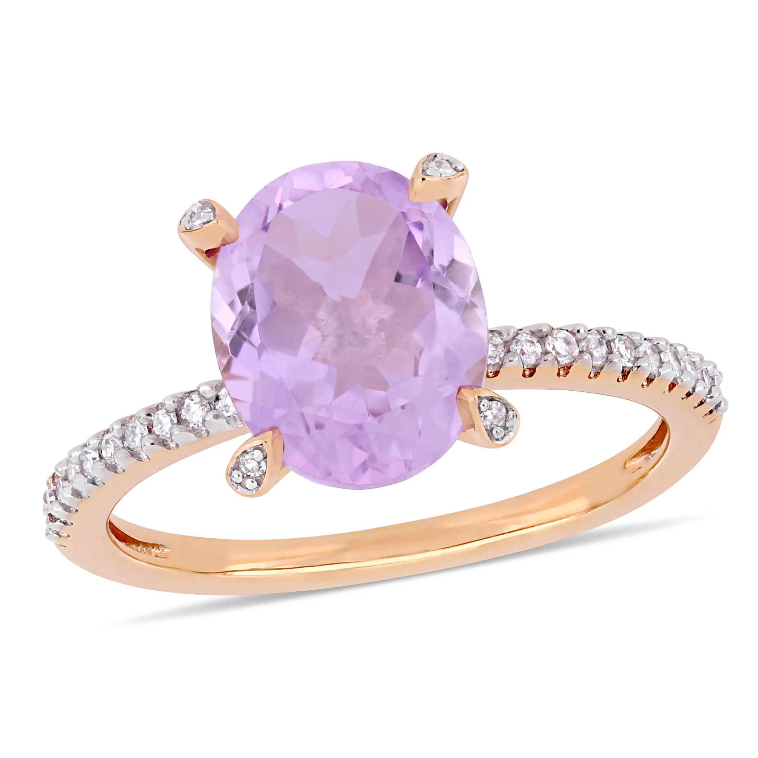 Miadora 2 3/8ct TGW Rose de France and 1/10ct TW Diamond Ring in 10k Rose Gold sold by Zulily