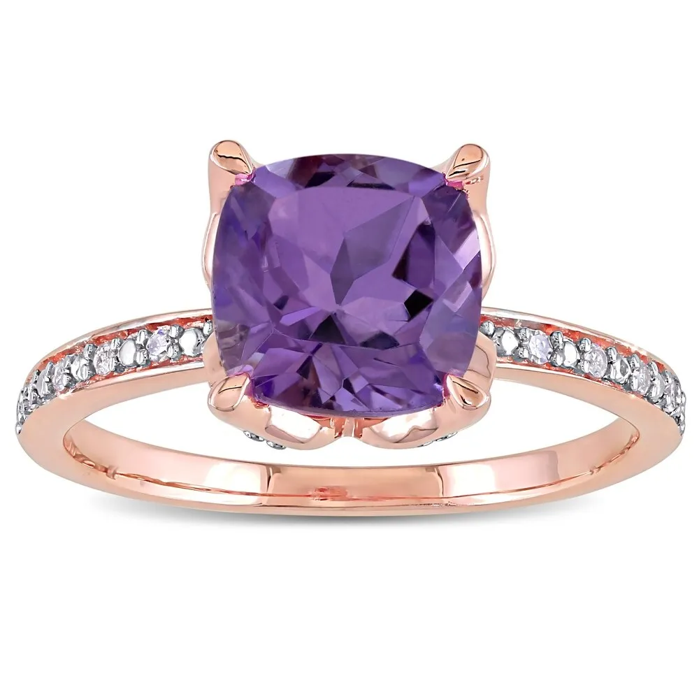Miadora 10k Rose Gold Cushion-Cut Amethyst and Diamond Ring sold by Zulily