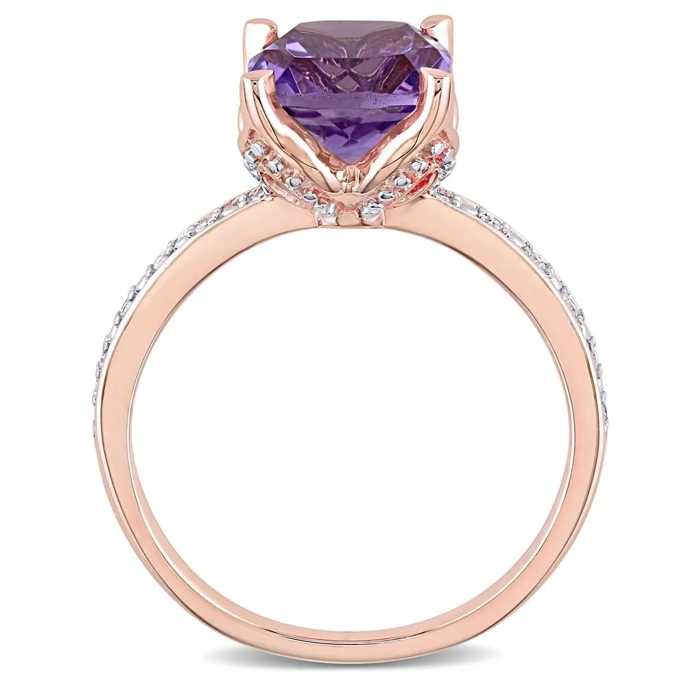 Miadora 10k Rose Gold Cushion-Cut Amethyst and Diamond Ring sold by Zulily product image thumbnail 3