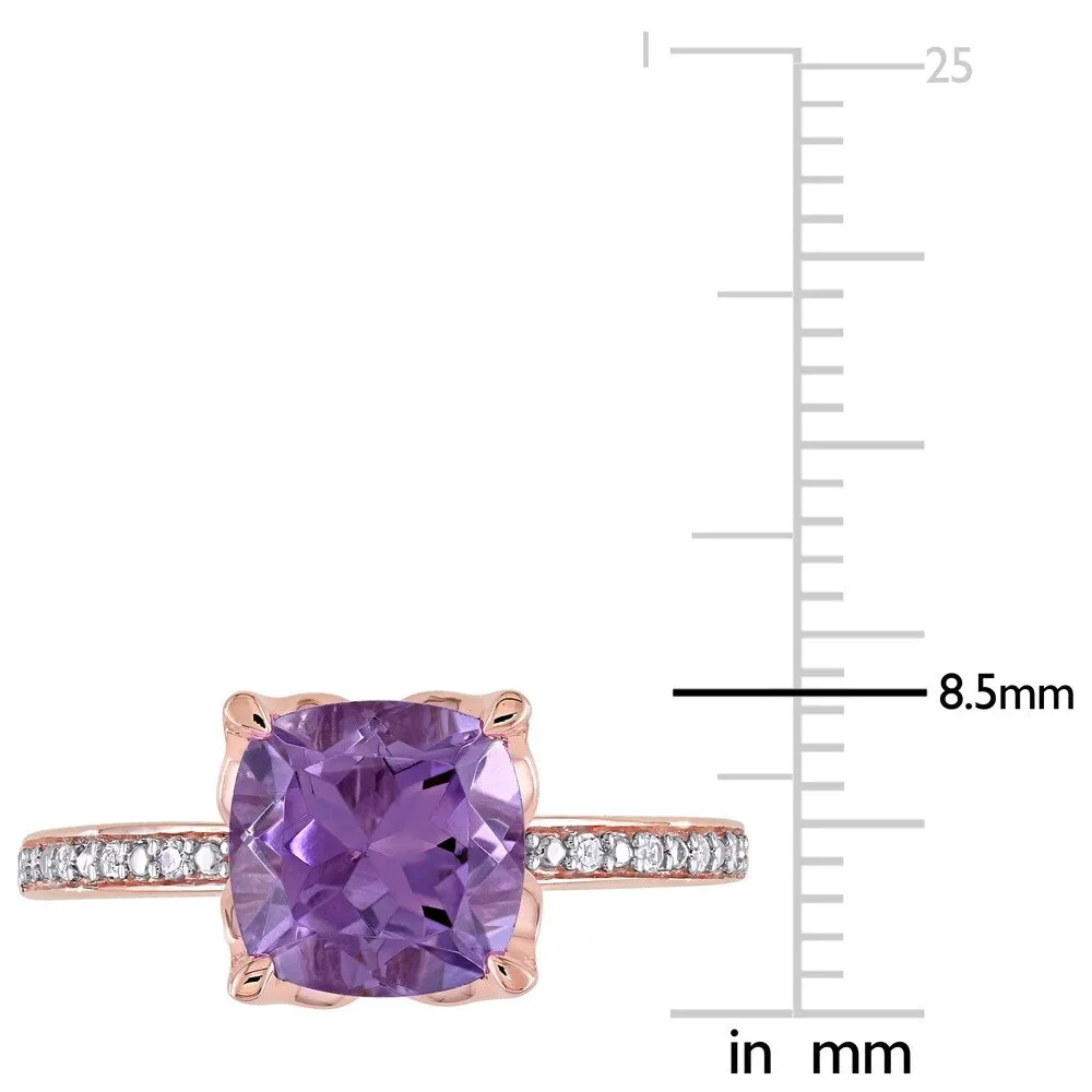 Miadora 10k Rose Gold Cushion-Cut Amethyst and Diamond Ring sold by Zulily product image thumbnail 4