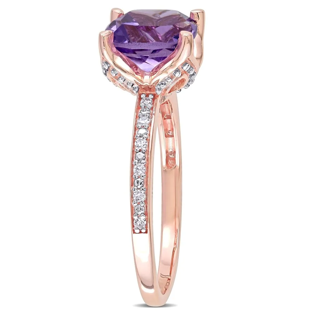 Miadora 10k Rose Gold Cushion-Cut Amethyst and Diamond Ring sold by Zulily product image thumbnail 2