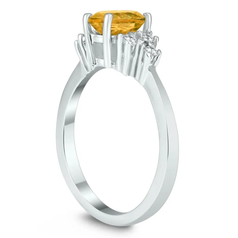 7X5MM Citrine and Diamond Regal Ring in 10K White Gold sold by Zulily