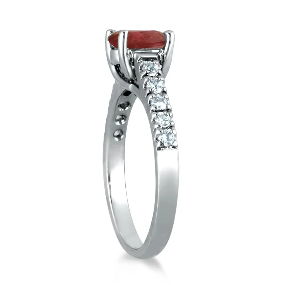 1 Carat Oval Garnet and Diamond Ring in 14K White Gold sold by Zulily product image thumbnail 2