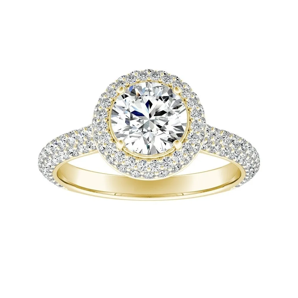 Auriya Double Edged 1ct Moissanite and 3/4ctw Pave Halo Diamond Engagement Ring 14k Gold sold by Zulily product image thumbnail 5