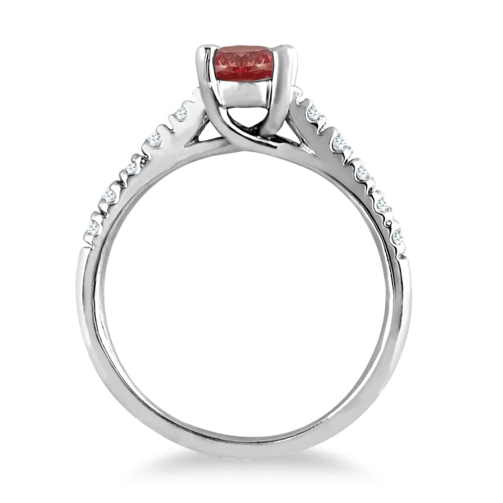 1 Carat Oval Garnet and Diamond Ring in 14K White Gold sold by Zulily product image thumbnail 3