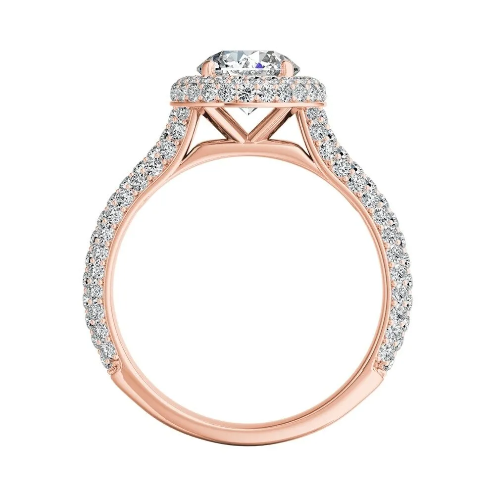 Auriya Double Edged 1ct Moissanite and 3/4ctw Pave Halo Diamond Engagement Ring 14k Gold sold by Zulily product image thumbnail 2