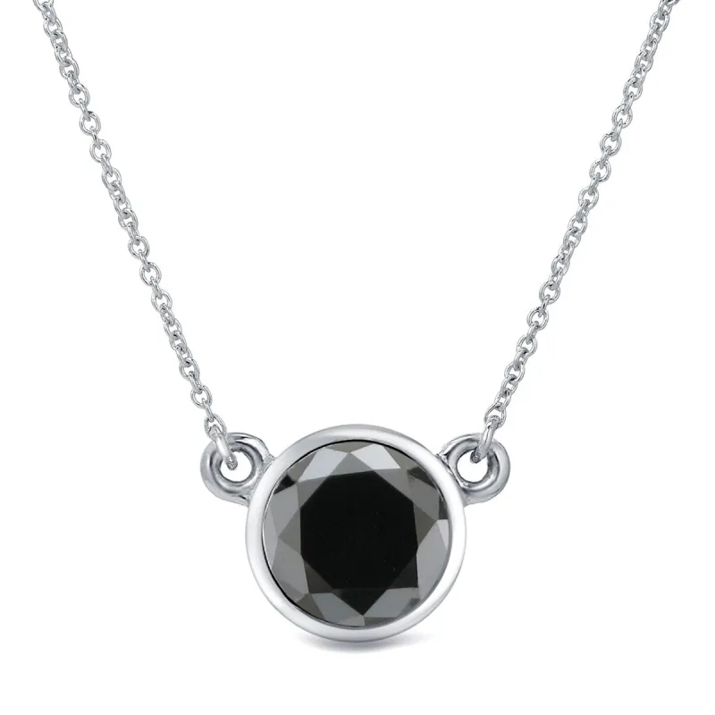 Auriya 14k Gold 1 1/4ctw Bezel-set Solitaire Black Diamond Necklace sold by Zulily