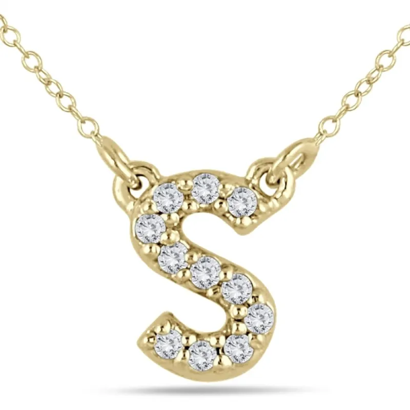 1/10 Carat TW S Initial Diamond Pendant in 10K Yellow Gold sold by Zulily