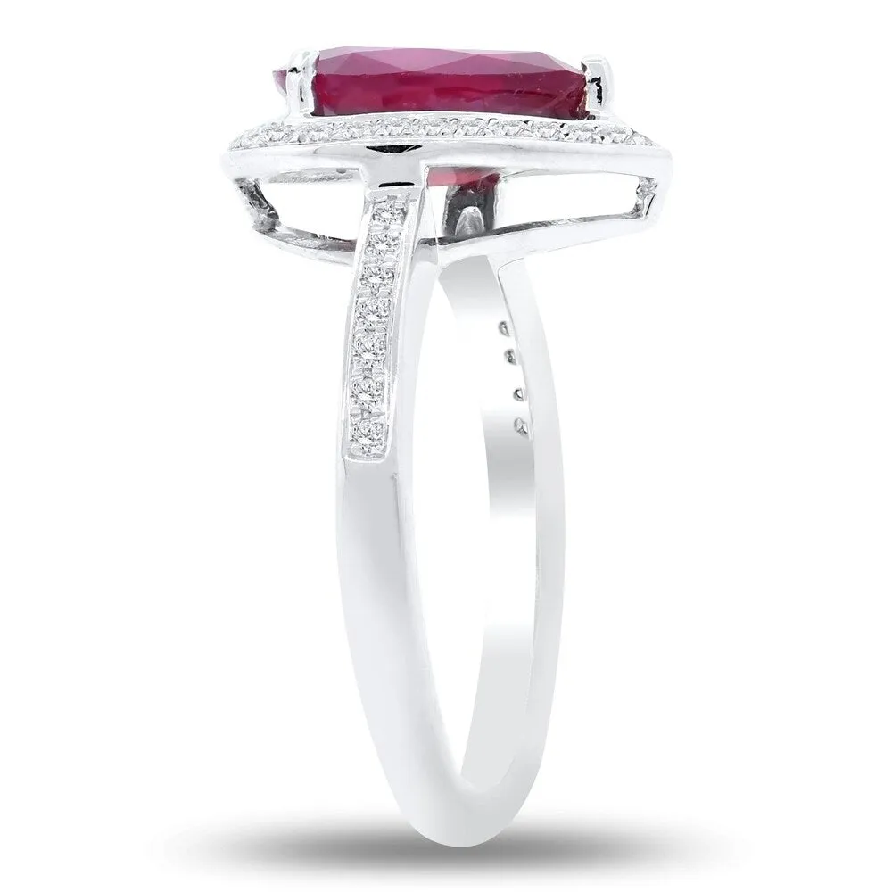 Auriya 18k Gold 3 3/8ct Ruby and 1/5ct TDW Round Halo Diamond Engagement Ring sold by Zulily product image thumbnail 5