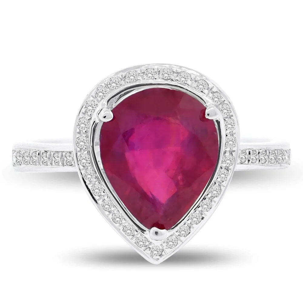 Auriya 18k Gold 3 3/8ct Ruby and 1/5ct TDW Round Halo Diamond Engagement Ring sold by Zulily product image thumbnail 3
