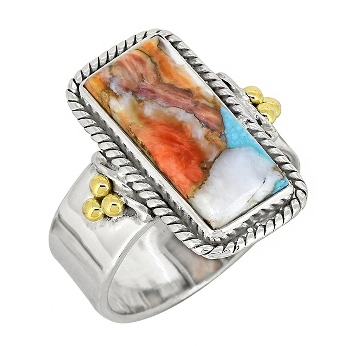 Sterling Silver Orange Oyster Mojave with Gold Accented Ring sold by Zulily