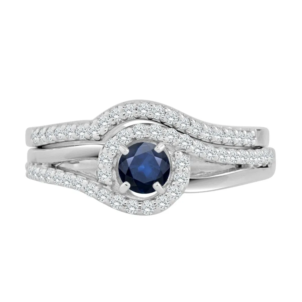 Auriya 1/5ct Round Blue Sapphire and 1/3ctw Diamond Engagement Ring Set 14k Gold sold by Zulily product image thumbnail 4