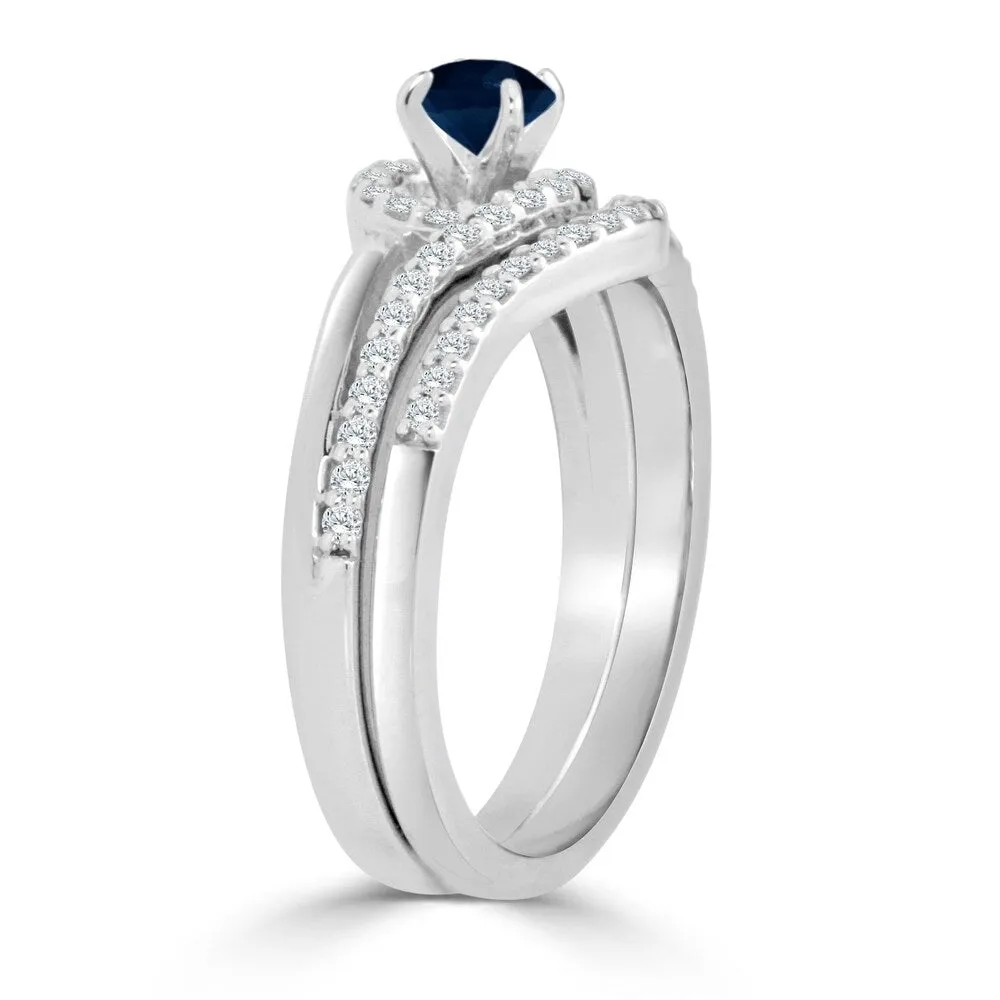 Auriya 1/5ct Round Blue Sapphire and 1/3ctw Diamond Engagement Ring Set 14k Gold sold by Zulily product image thumbnail 5