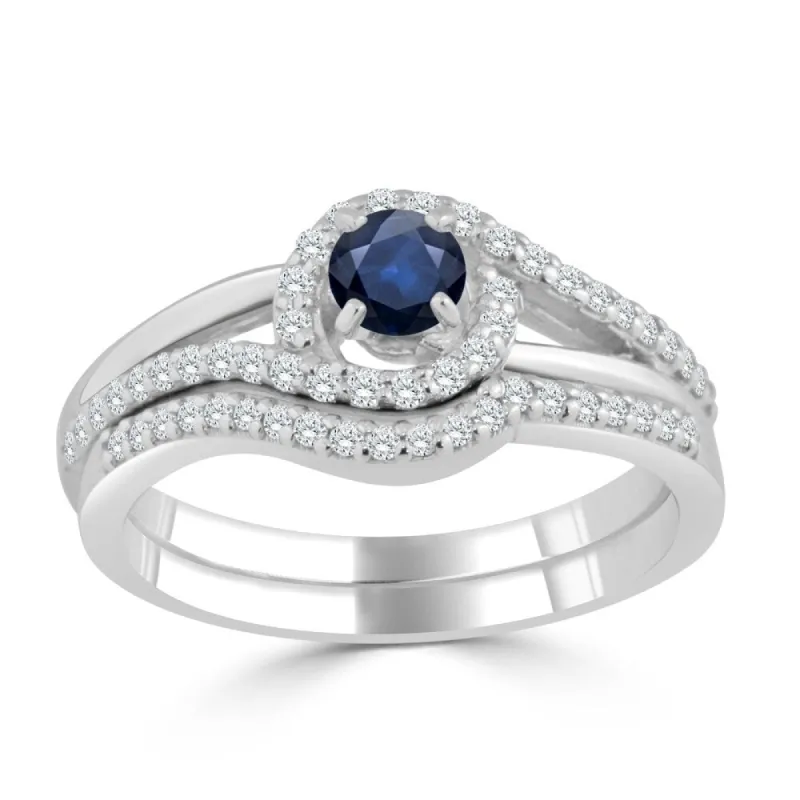 Auriya 1/5ct Round Blue Sapphire and 1/3ctw Diamond Engagement Ring Set 14k Gold sold by Zulily