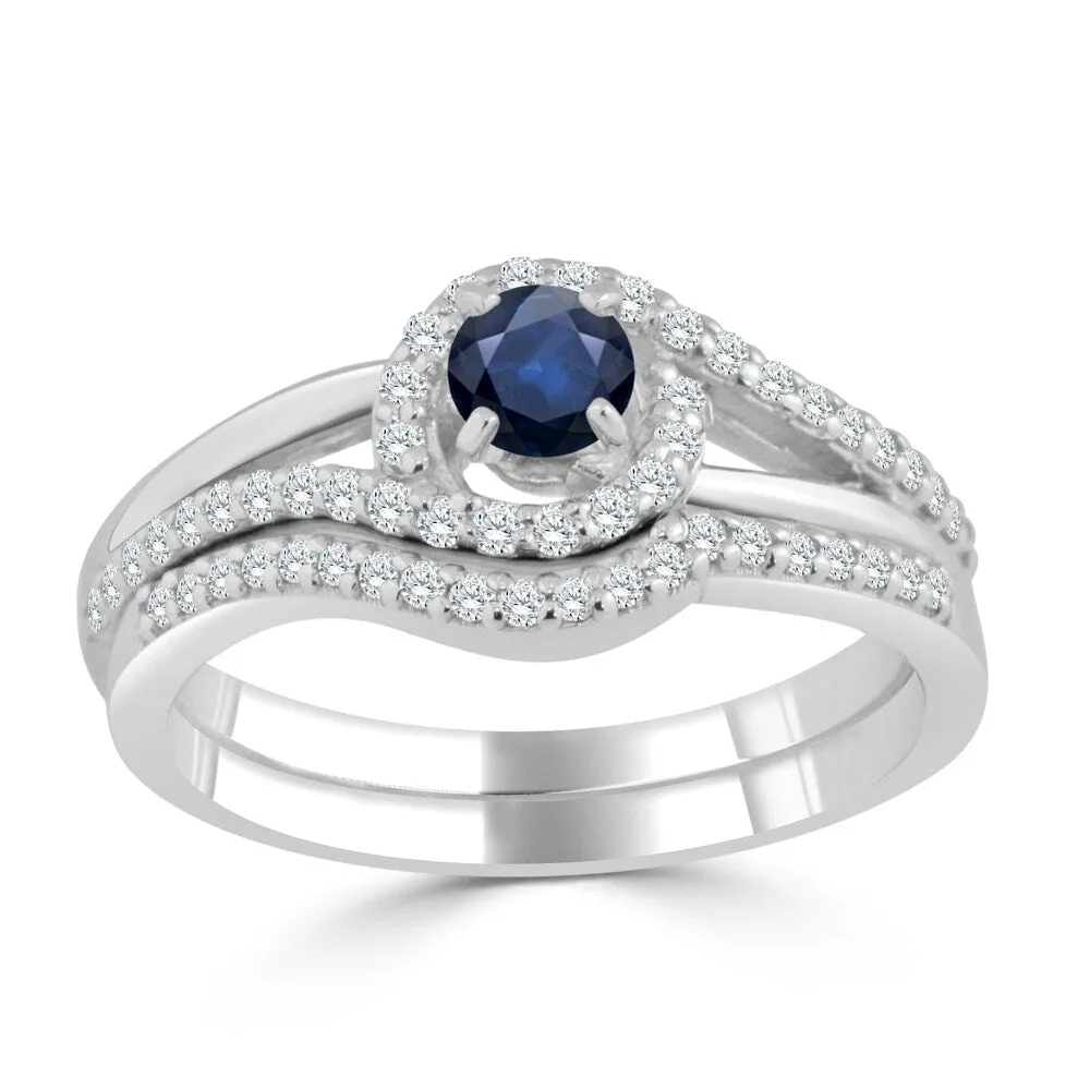 Auriya 1/5ct Round Blue Sapphire and 1/3ctw Diamond Engagement Ring Set 14k Gold sold by Zulily