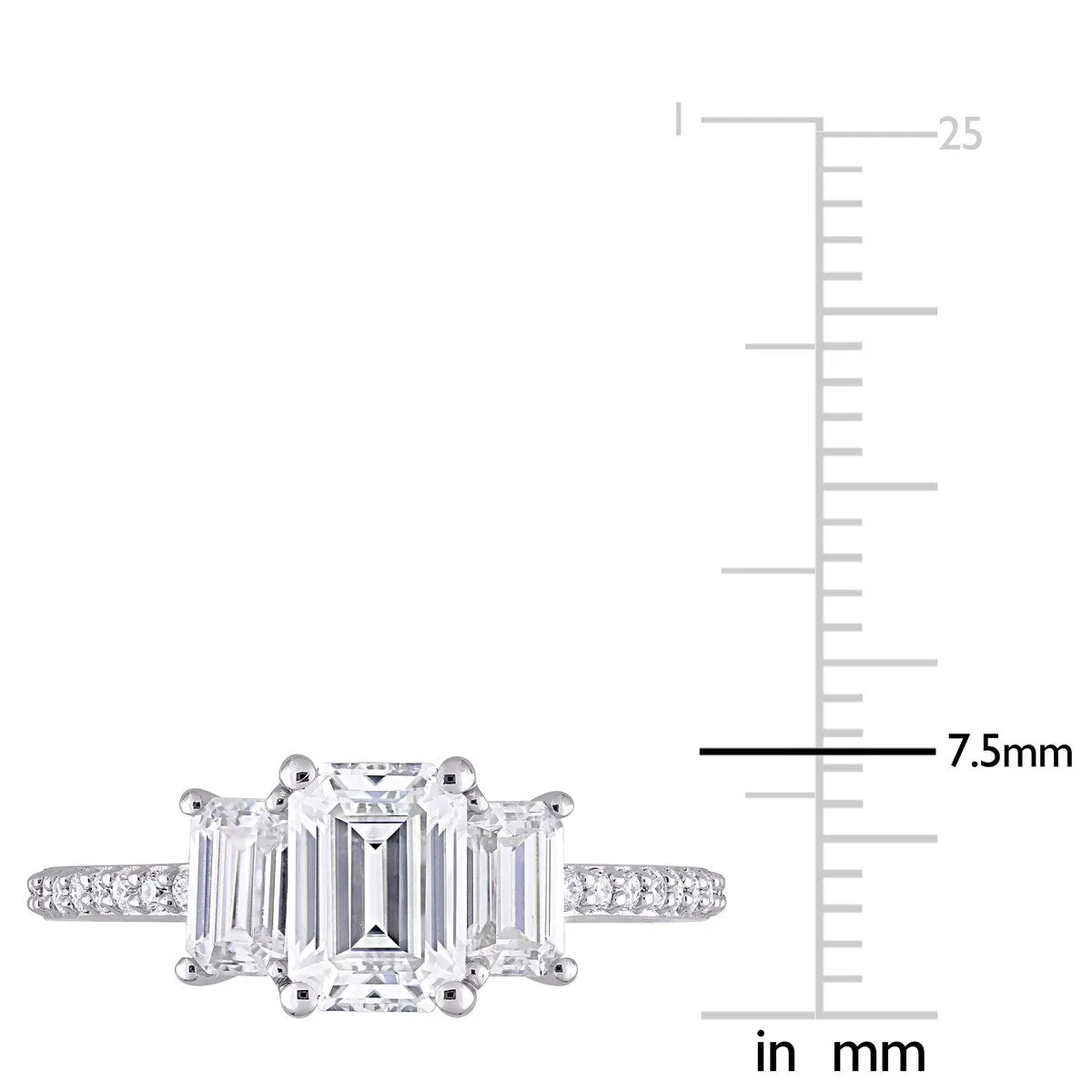 Miadora 1 3/4ct DEW Octagon-cut Moissanite 3-Stone Engagement Ring in 10k White Gold sold by Zulily product image thumbnail 3