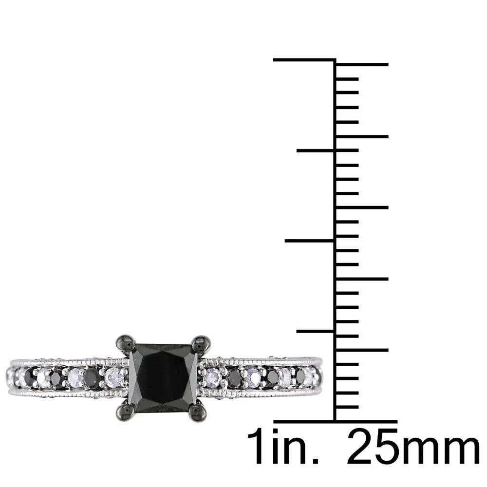 Miadora Sterling Silver 1ct TDW Black Princess-cut and White Diamond Ring sold by Zulily product image thumbnail 3