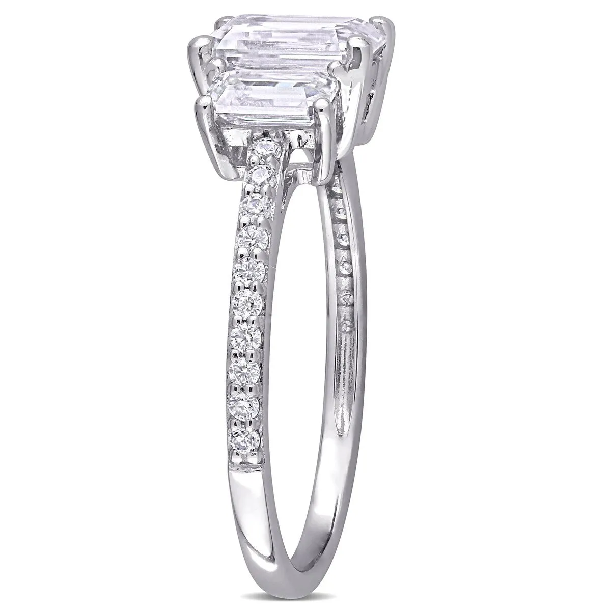 Miadora 1 3/4ct DEW Octagon-cut Moissanite 3-Stone Engagement Ring in 10k White Gold sold by Zulily product image thumbnail 2