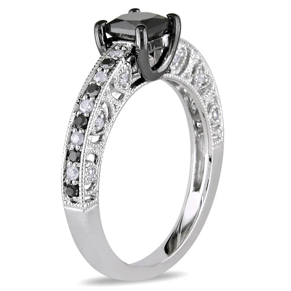 Miadora Sterling Silver 1ct TDW Black Princess-cut and White Diamond Ring sold by Zulily product image thumbnail 2