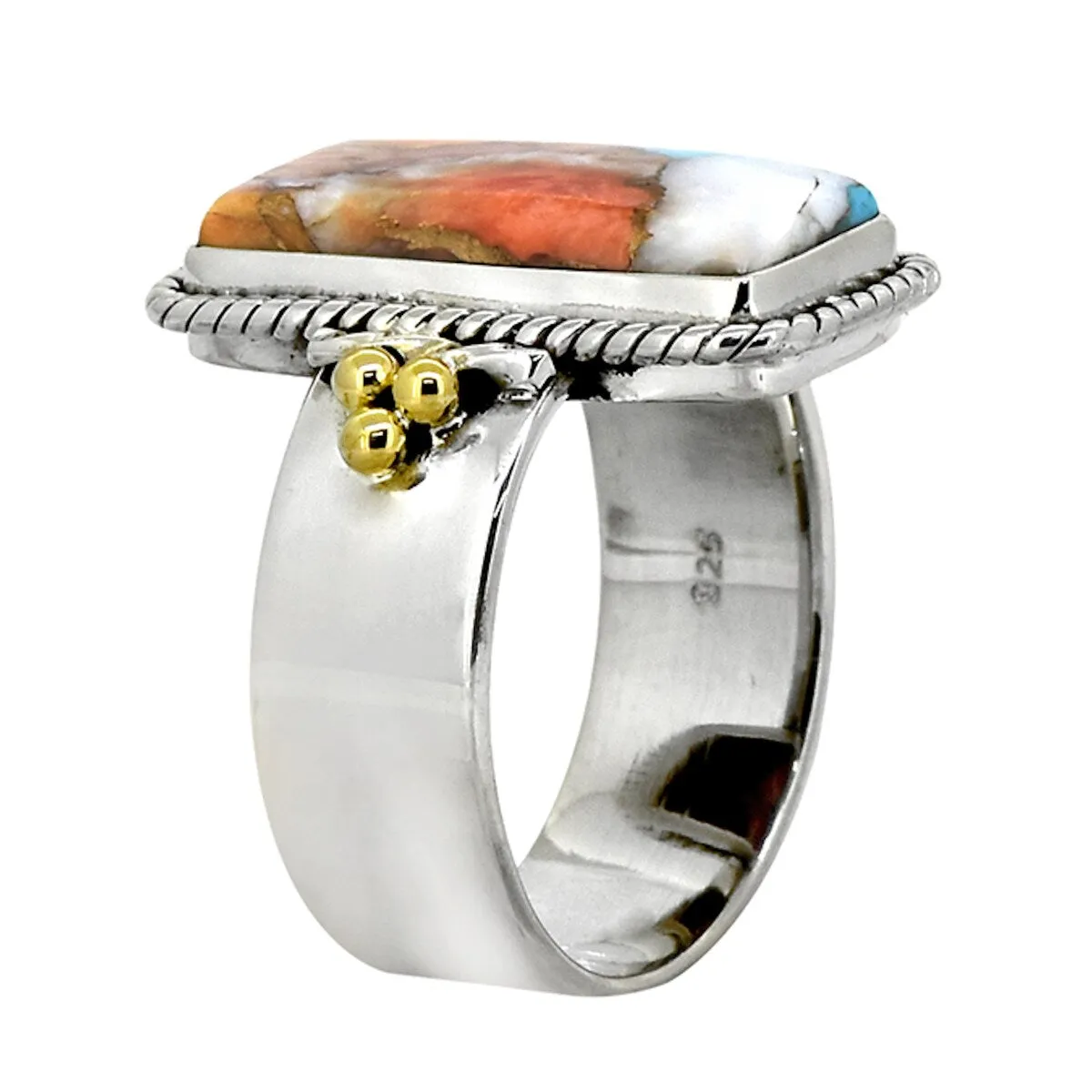 Sterling Silver Orange Oyster Mojave with Gold Accented Ring sold by Zulily product image thumbnail 2