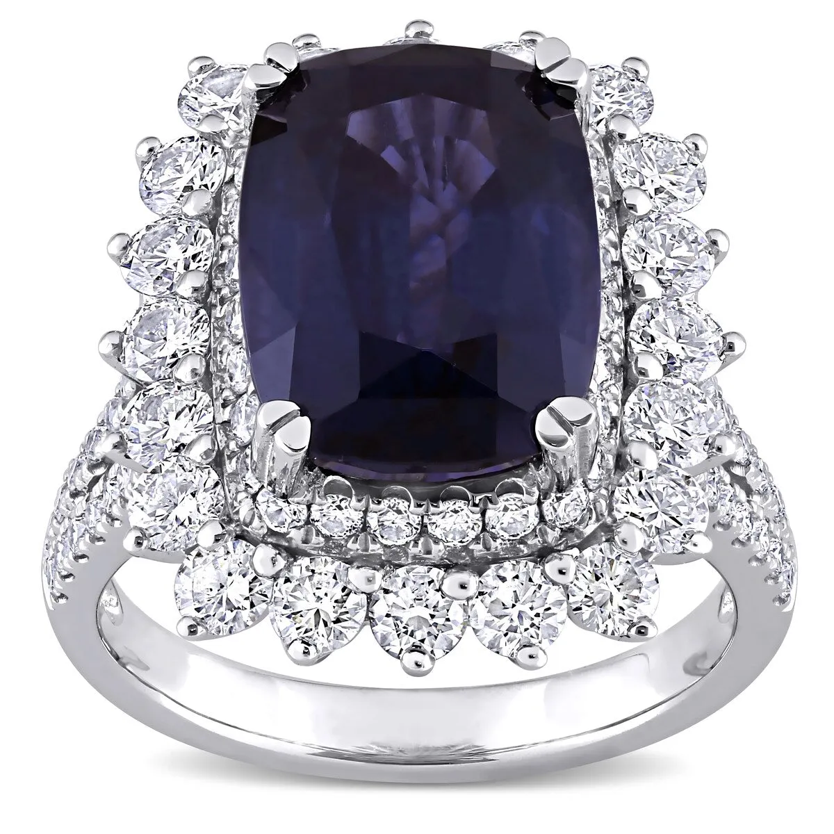 Miadora 14k White Gold 6 1/5 CT TGW Purple Spinel and 1 3/4 CT TDW Diamond Cocktail Ring sold by Zulily product image thumbnail 2
