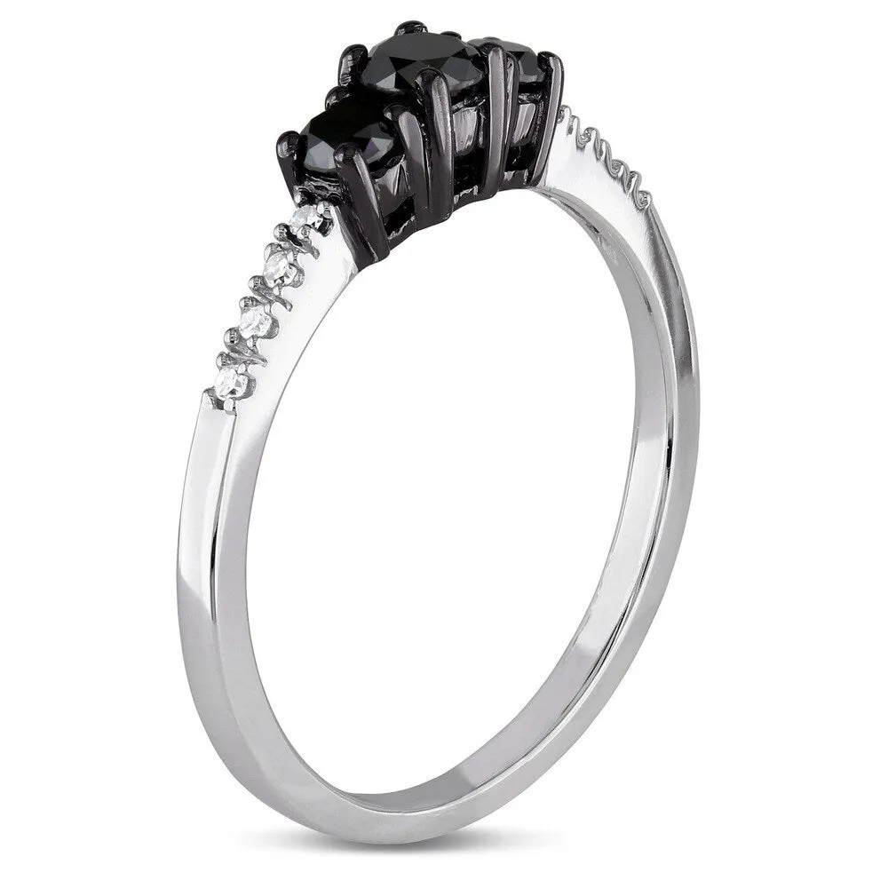 Miadora 10k Gold 1/2ct TDW Black and White Diamond Three Stone Ring sold by Zulily product image thumbnail 3