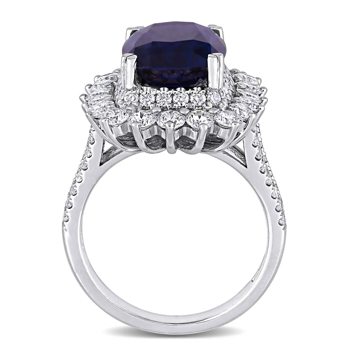 Miadora 14k White Gold 6 1/5 CT TGW Purple Spinel and 1 3/4 CT TDW Diamond Cocktail Ring sold by Zulily product image thumbnail 3
