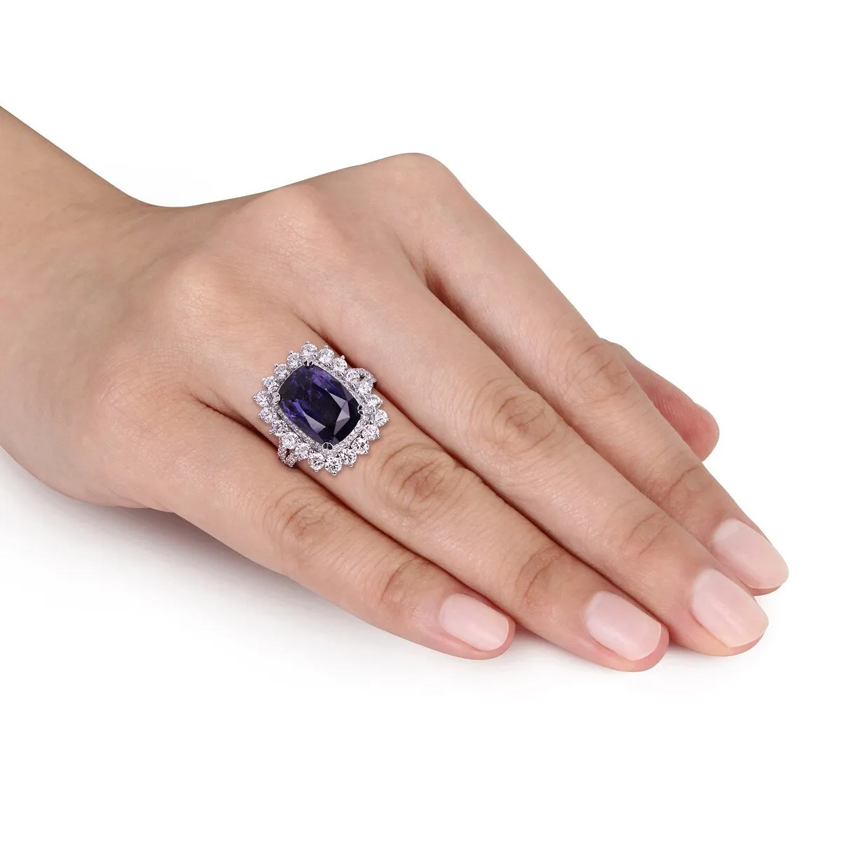 Miadora 14k White Gold 6 1/5 CT TGW Purple Spinel and 1 3/4 CT TDW Diamond Cocktail Ring sold by Zulily product image thumbnail 5