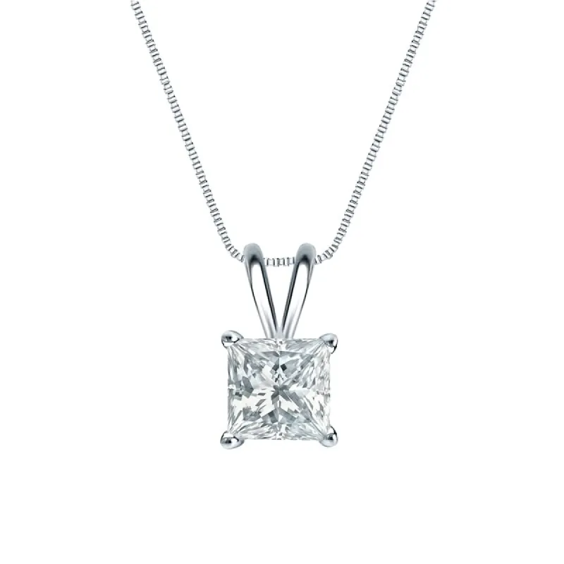 Auriya 14-karat Gold 1.50ctw Princess Solitaire Lab Grown Diamond Necklace 4-Prong Basket (H-I VS) - 1.5 sold by Zulily