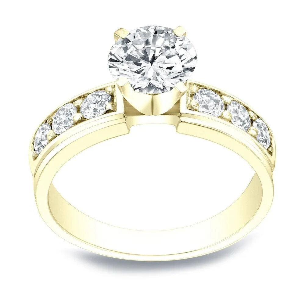 Auriya 1 1/2 carat Round Moissanite and 1/2ctw Diamond Engagement Ring 14K Gold sold by Zulily product image thumbnail 2