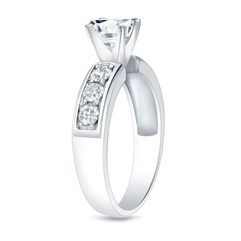 Auriya 1 1/2 carat Round Moissanite and 1/2ctw Diamond Engagement Ring 14K Gold sold by Zulily product image thumbnail 4