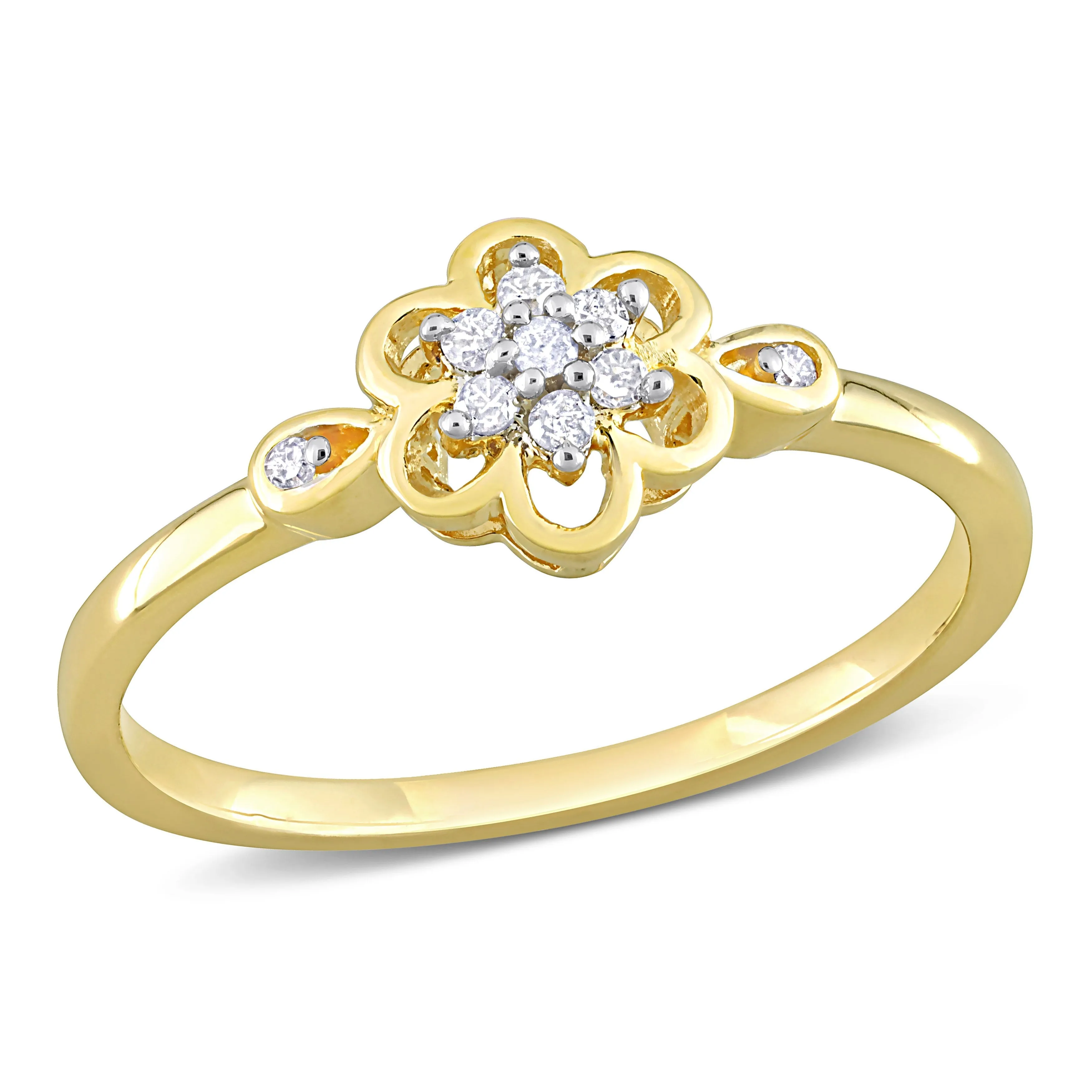 Miadora 1/10ct TDW Diamond Flower Ring in Yellow Silver sold by Zulily