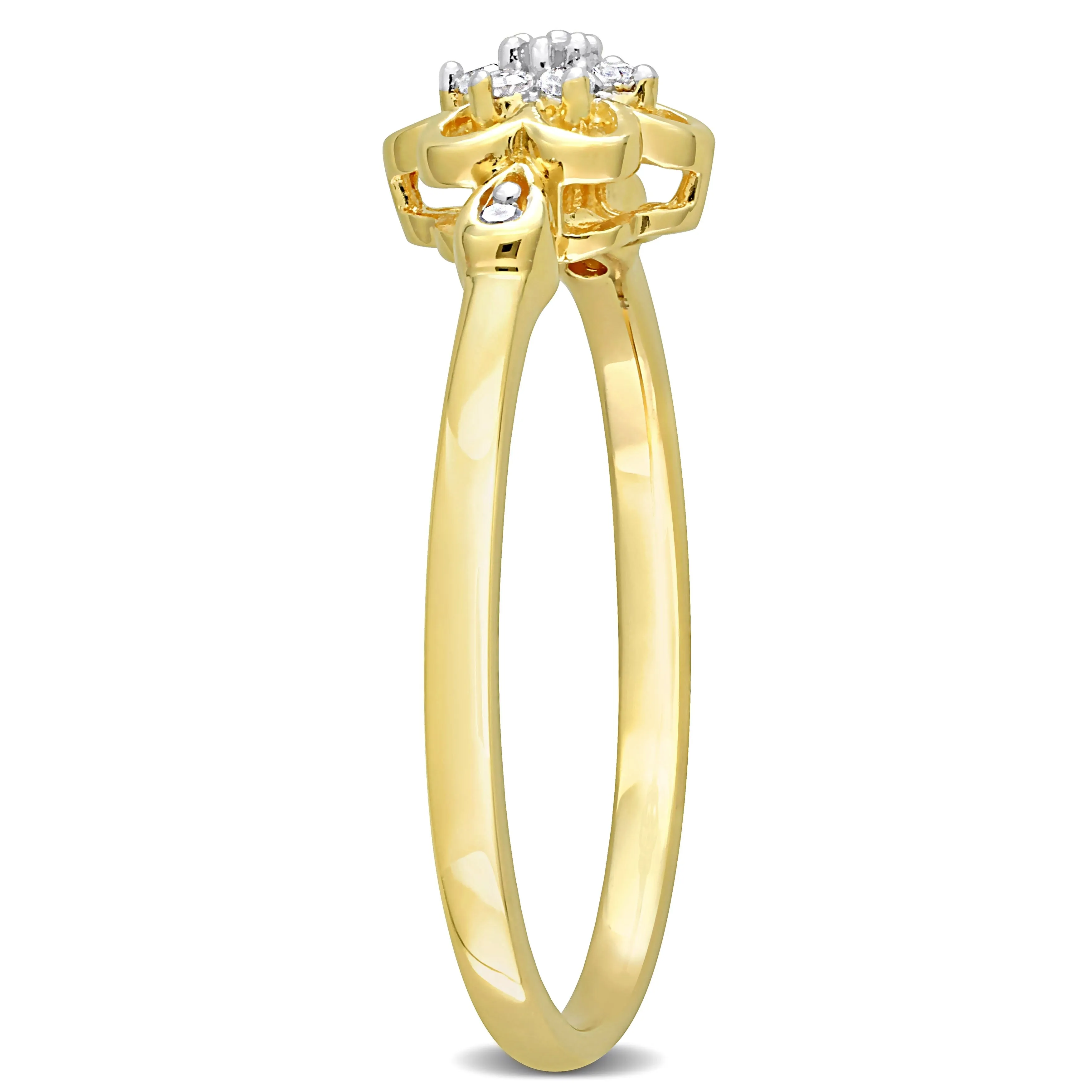 Miadora 1/10ct TDW Diamond Flower Ring in Yellow Silver sold by Zulily product image thumbnail 2