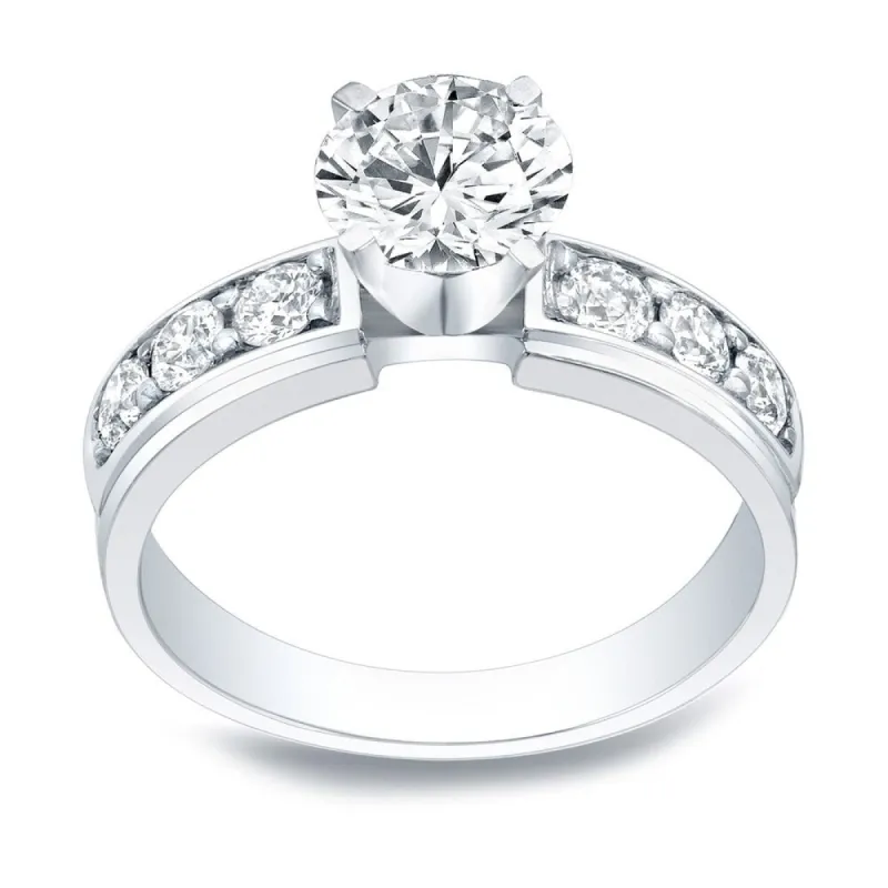 Auriya 1 1/2 carat Round Moissanite and 1/2ctw Diamond Engagement Ring 14K Gold sold by Zulily