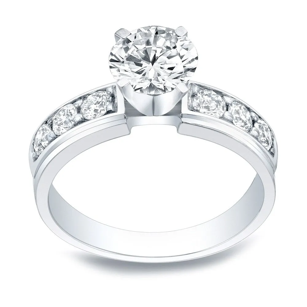 Auriya 1 1/2 carat Round Moissanite and 1/2ctw Diamond Engagement Ring 14K Gold sold by Zulily